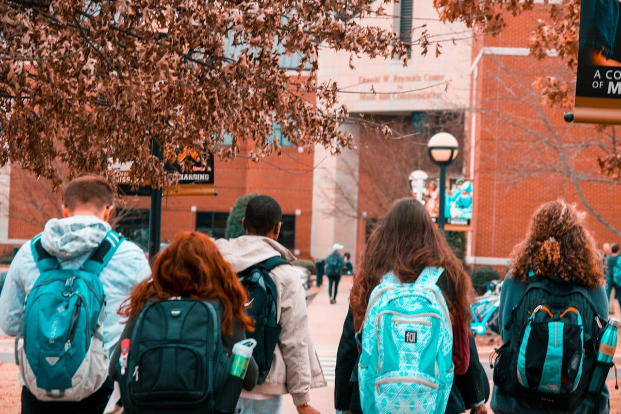 Students heading to class on campus